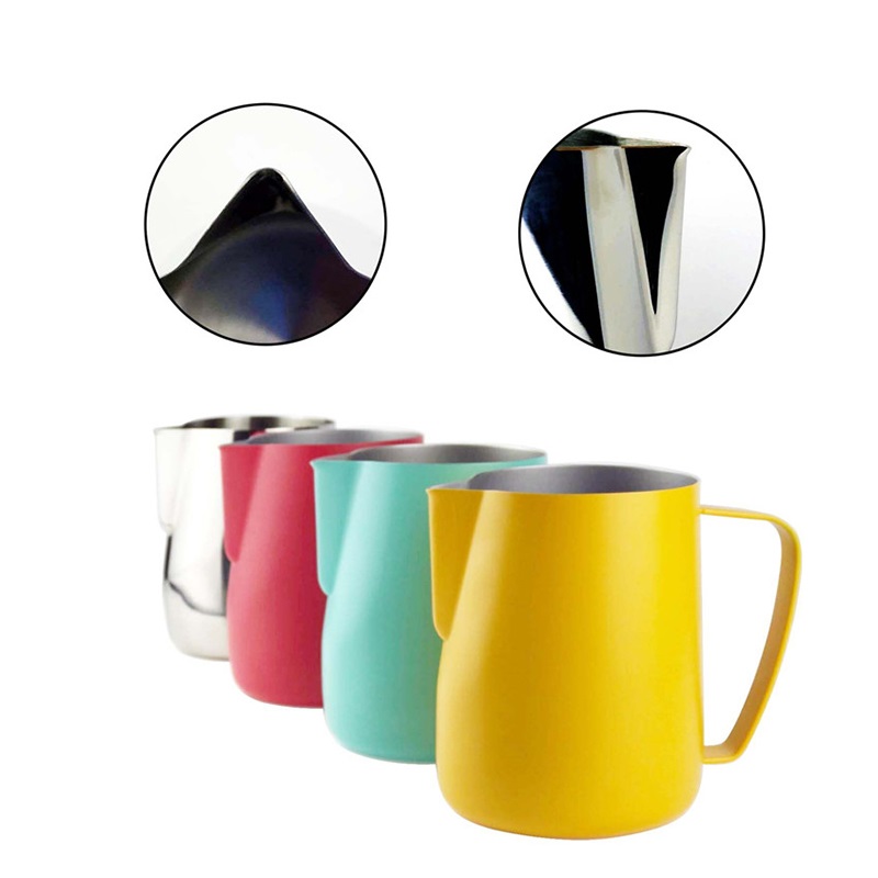 Milk Steaming Pitcher - เหยือกทำจากสเตนเลสสตีลสำหรับใส่นม Kopi LATTE เหยือกทำจากแก้วลายดอกไม้ฟองนมเครื่องตีฟองนมกาแฟเครื่องมือทำฟอง0.35-0.6L