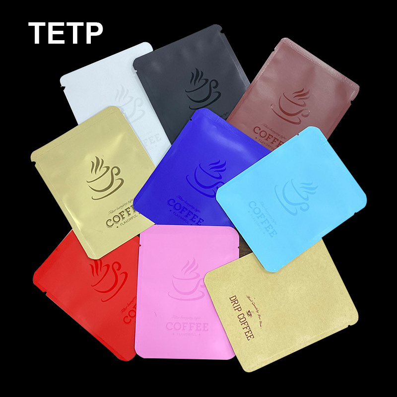 Coffee Equipment Bag - TETP 100Pcs กาแฟผงกระเป๋าใส่ของเครื่องซีลชาแบบพกพาแขวนหูกาแฟบรรจุภัณฑ์ถุงฟอยล์