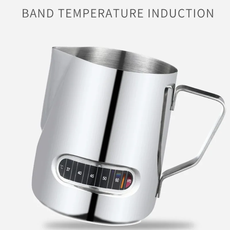 Milk Steaming Pitcher - เหยือกตีฟองนมสแตนเลสขนาด 350 มล. พร้อมหน้าจอแสดงอุณหภูมิ สำหรับทำลาเต้อาร์ต บาริสต้า