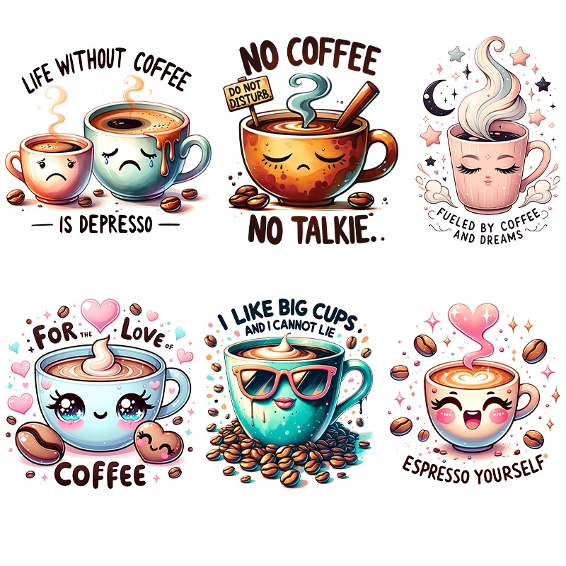 Coffee Equipment Bag - สติกเกอร์รีดร้อนลายกาแฟน่ารักแบบใหม่ สำหรับเสื้อยืด เสื้อสเวตเชิ้ต กระเป๋า เสื้อผ้า สติกเกอร์พิมพ์ลาย