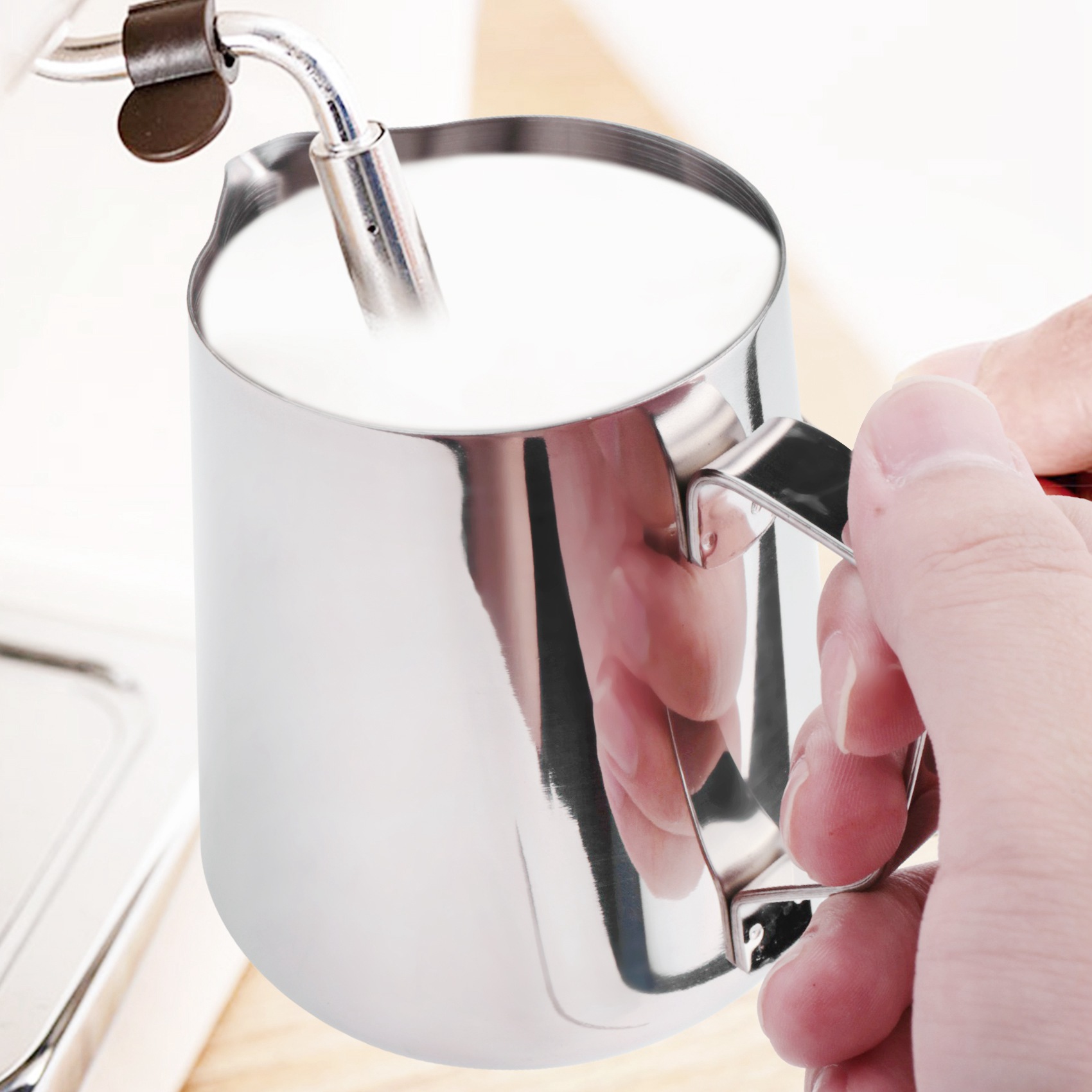 เหยือกตีฟองนม 350 มล. (12 ออนซ - Milk Steaming Pitcher บทวิจารณ์และราคา